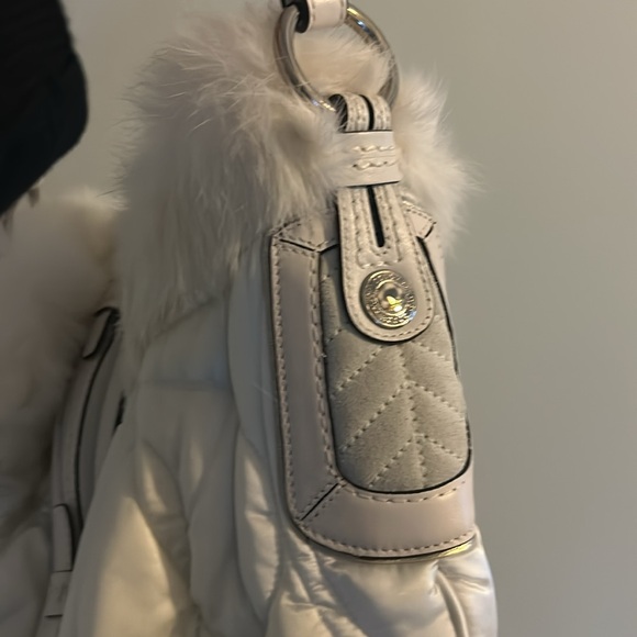 Coach Soho ski hobo satin bag with rabbit fur trim, bag # 3587 - Picture 8 of 11